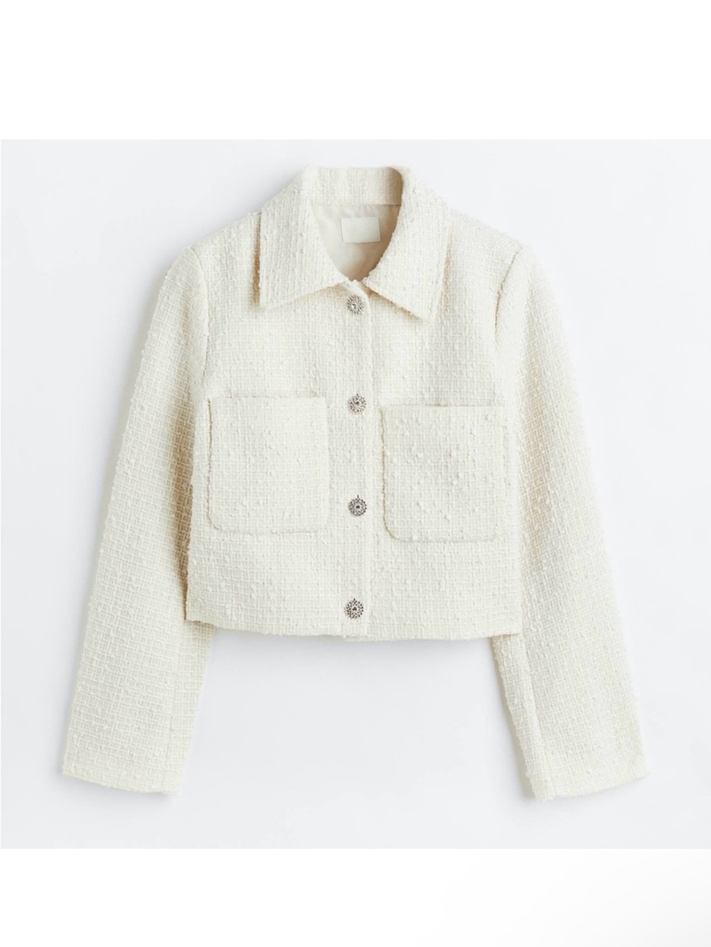 H&M Cream Bouclé Cropped Jacket